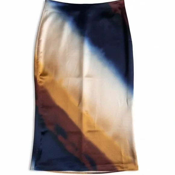 NWT-Express High Waisted Printed Satin Maxi Slip Skirt - Picture 5 of 11